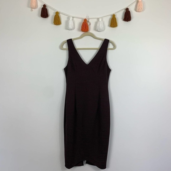ASTR the Label Brown Striped Ribbed Bodycon Dress Size Medium - Picture 1 of 9